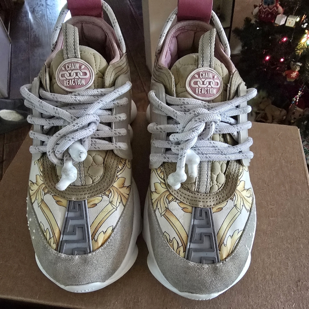 VERSACE CHAIN REACTION Platform Sneakers Size EU 37.5 US 7.5 Made in Italy RARE